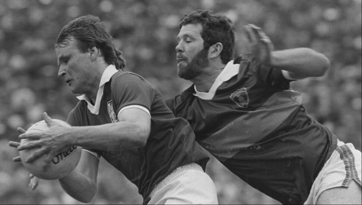 Cork's Teddy McCarthy and Eoin Liston of Kerry battling in a Munster football final at Fitzgerald Stadium. Picture: INPHO/Billy Stickland Cork's Teddy McCarthy and Eoin Liston of Kerry battling in a Munster football final at Fitzgerald Stadium. Picture: INPHO/Billy Stickland