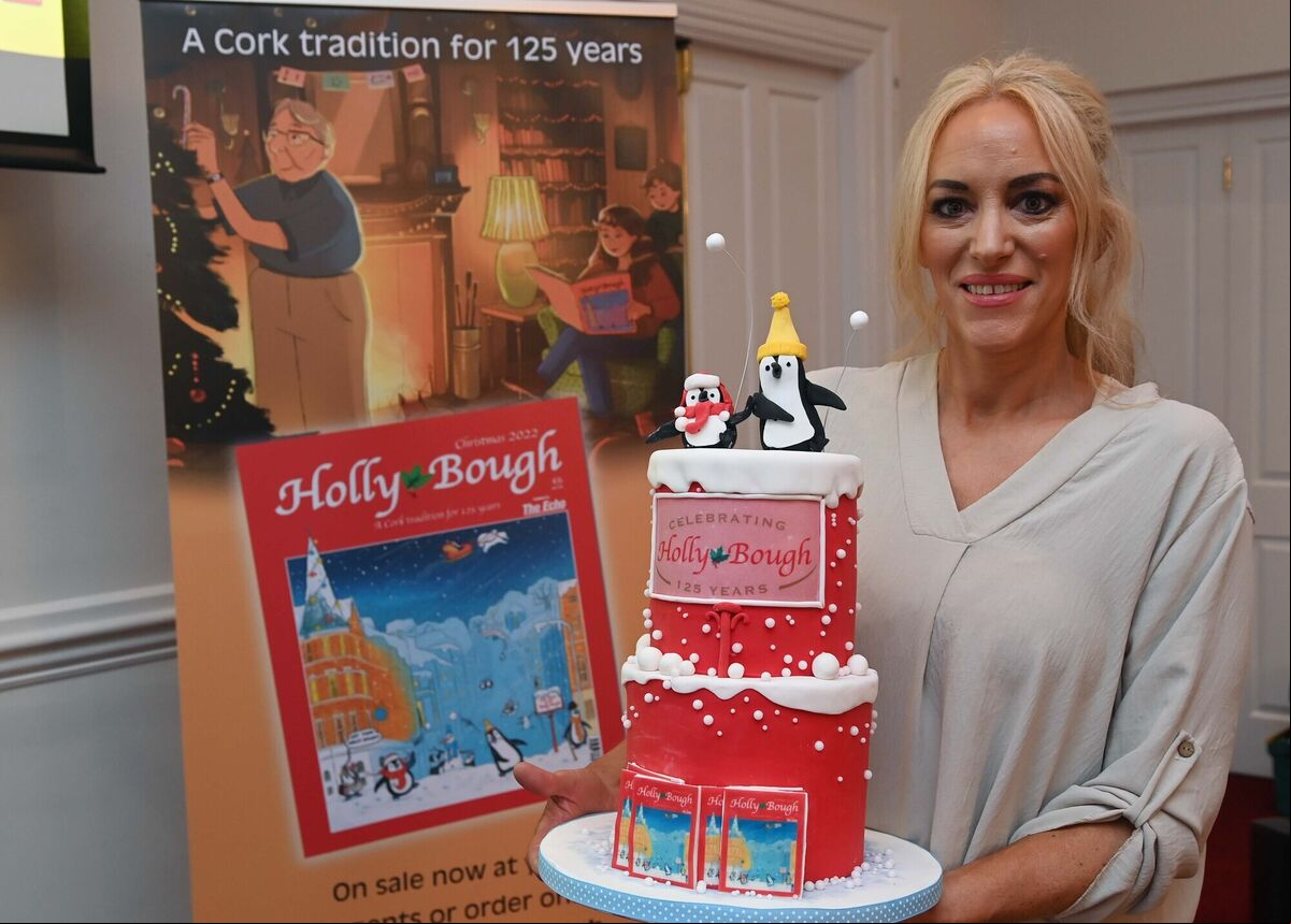Tracy Bell of Trace of Cakes with the special cake at the launch of the 125th. anniversary edition of the Holly Bough in the Metropole Hotel, Cork. Tracy Bell of Trace of Cakes with the special cake at the launch of the 125th. anniversary edition of the Holly Bough in the Metropole Hotel, Cork.