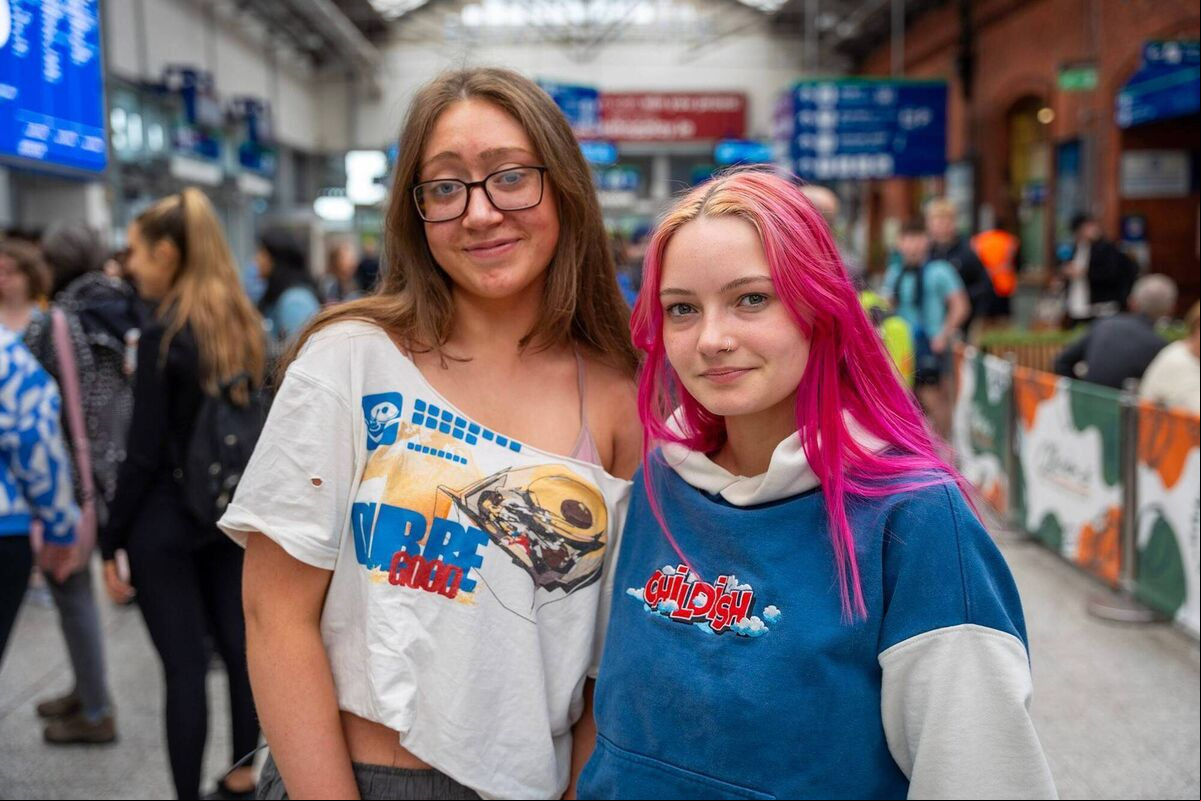 Julianne O'Driscoll and Nell Twomey from Leap and Rosscarbery, who left Kent Station at 10.25am to catch Taylor Swift tonight at the Aviva Stadium in Dublin. Picture by Noel Sweeney Julianne O'Driscoll and Nell Twomey from Leap and Rosscarbery, who left Kent Station at 10.25am to catch Taylor Swift tonight at the Aviva Stadium in Dublin. Picture by Noel Sweeney