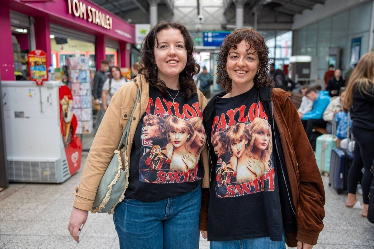 Sisters Emma and Megan Devaney who left Kent Station at 10.25am to catch Taylor Swift tonight at the Aviva Stadium in Dublin. Picture by Noel Sweeney Sisters Emma and Megan Devaney who left Kent Station at 10.25am to catch Taylor Swift tonight at the Aviva Stadium in Dublin. Picture by Noel Sweeney
