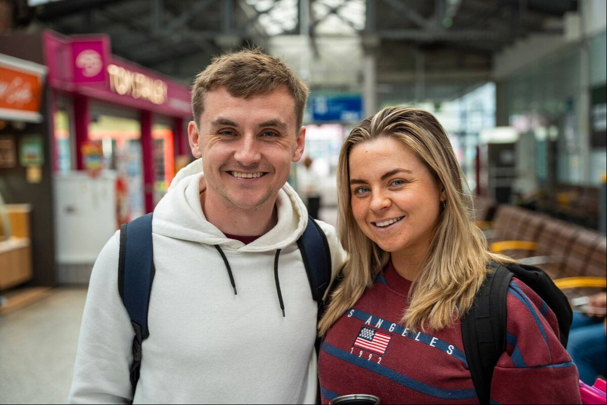 Adam and Lauren Barrett from Tralee who left Kent Station at 8am catch Taylor Swift tonight at the Aviva Stadium in Dublin. Picture by Noel Sweeney Adam and Lauren Barrett from Tralee who left Kent Station at 8am catch Taylor Swift tonight at the Aviva Stadium in Dublin. Picture by Noel Sweeney
