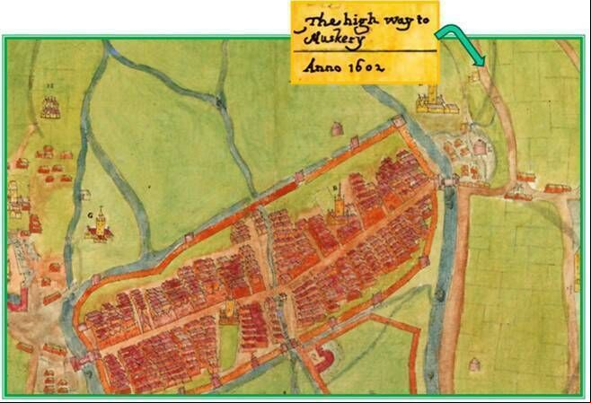 “The Highway to Muskerry” - Hardiman’s Map of Cork, 1602. Other highways depicted on this map lead to “ Youghall, Malo, Kinsale, the age and the black rock and Goggins towne” “The Highway to Muskerry” - Hardiman’s Map of Cork, 1602. Other highways depicted on this map lead to “ Youghall, Malo, Kinsale, the age and the black rock and Goggins towne”