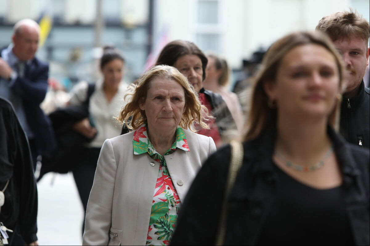 Mary Collins, the mother of Tina Satchwell, leaving the CCJ in Dublin this afternoon.