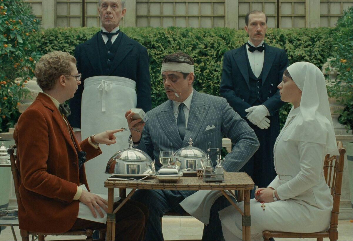 Benicio Del Toro as Zsa-Zsa Korda, Mia Threapleton as Liesl and Michael Cera as Bjorn. Picture: Courtesy of TPS Productions/Focus Features Benicio Del Toro as Zsa-Zsa Korda, Mia Threapleton as Liesl and Michael Cera as Bjorn. Picture: Courtesy of TPS Productions/Focus Features